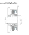 Installation diagram of Rock Solid Dlm9 Series Wet Multidisc Electromagnetic Clutch DC 24V for heavy duty industrial use.