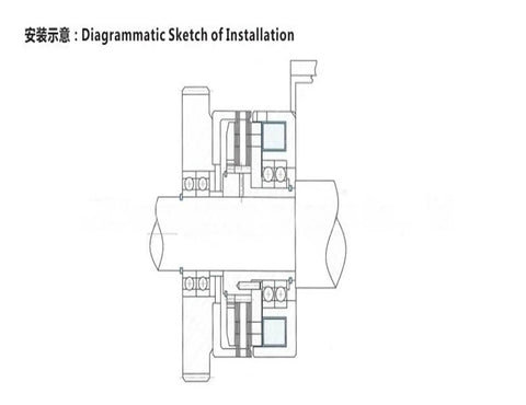 Installation diagram of Rock Solid Dlm9 Series Wet Multidisc Electromagnetic Clutch DC 24V for heavy duty industrial use.
