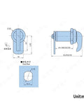 Technical diagram of Keyless Cam Lock For Cabinets And Cupboards, Locking Hardware, 30mm DIY MMS469, showing dimensions and installation cutout.