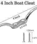 Heavy Duty 4 Inch Boat Cleat Made From 316 Stainless Steel With Mounting Screws Included Rugged Rope Cleat For Boats Weatherproof