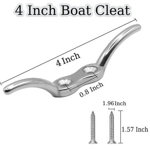 Heavy Duty 4 Inch Boat Cleat Made From 316 Stainless Steel With Mounting Screws Included Rugged Rope Cleat For Boats Weatherproof