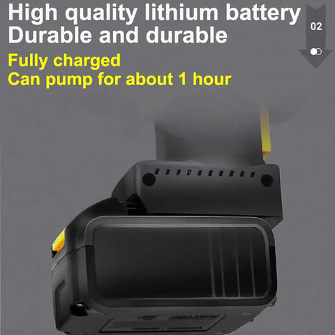 Heavy Duty Electric Oil Transfer Pump For Barrels High Viscosity Liquid Drum Pump showing durable lithium battery for 1 hour use.