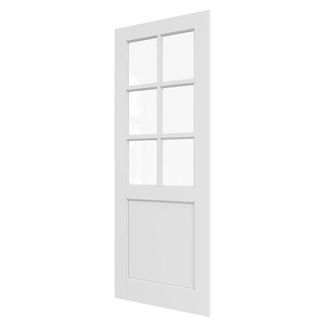 32 By 80 Inch Clear Glass Slab Door Six Lite Glass French Interior Design Prehung Paintable Single Panel For Living Room Pantry Laundry Closet Pocket Or Bifold Barn Doors Shaker Style Hardware Not Included