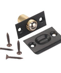 Heavy Duty Adjustable Ball Door Catches Black Brass Roller Latch Tension Hardware For Closet Cupboard And Cabinet With Invisible Design For Home And Office Use, includes black latch plate and screws.