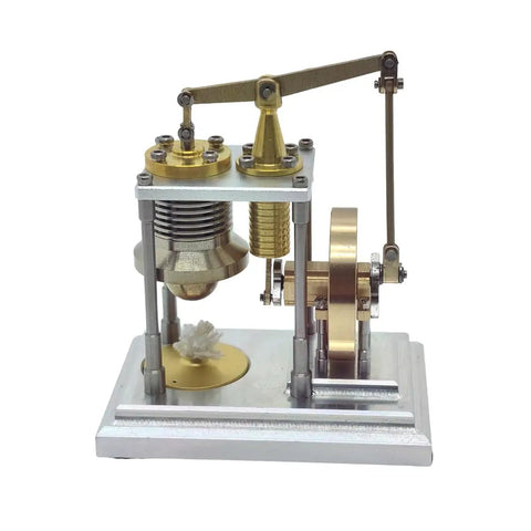 Gamma Type Vertical Stirling Engine Model With Dope High Precision Metal Build And True Heat Driven Motion For Education And STEM Enthusiasts A Creative Gift For Engineers And Collectors, brass and aluminum desk model