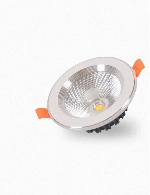 DJVHSRI Recessed Lighting Housing Trim Kits Recessed Spot Lamp Commercial Business Show Energy Saving Embedded Ceiling Panel Lamp Household Decoration Led Downlight,White Light_7,Natural Light_7w, silver LED downlight with orange clips.