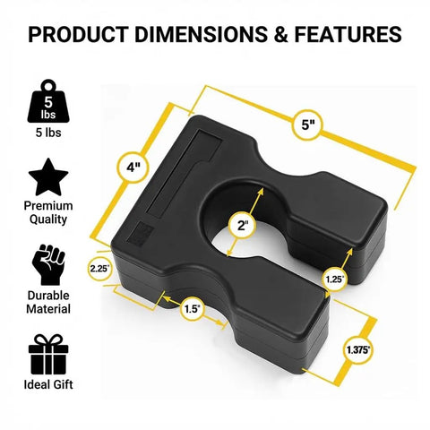Crush Your Next Workout With This Solid 5 Lb Weight Stack Adapter Plate dimensions and features shown in image.