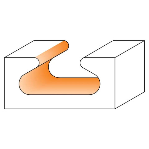 Diagram showing Finger Pull Router Bit For Router Tables Carbide Tip 1/2 Inch Shank 1 7/8 Inch Diameter Cutter shape.