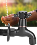 ZBSAVFM Mop Pool Faucet Retro Style Brass Wall Mounted Single Handle Water Tap, hands showing water flow outdoors.