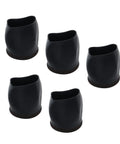 Smooth Rolling Tpe Caster Cups For Office Chairs Straight Up Floor Protectors That Block Hardwood And Carpet From Deep Scrapes Quiet Slide Wheel Stops Five Pack Durable Rubber Foot Caps, set of five black rubber chair caster cups.