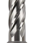 Heavy Duty Magnetic Drill Press With Dual Speed Gears And Rapid Change Chuck System Powered By A Rugged Ten Amp Motor That Delivers Shop Grade Durability And Slick Precision On Any Tough Job drill bit viewed from the side with spiral flutes.