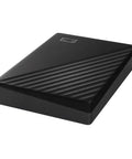 5TB Portable External Hard Drive With Ransomware Defense And Password Protection, USB 3.1 And USB 3.0 Compatible, black design angle view