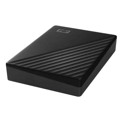 5TB Portable External Hard Drive With Ransomware Defense And Password Protection, USB 3.1 And USB 3.0 Compatible, black design angle view