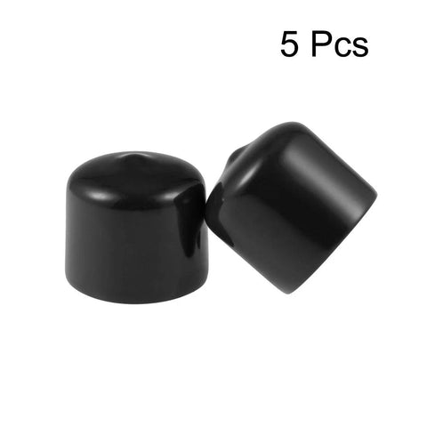 Set Of 5 24mm Inner Diameter Rubber End Caps For Vinyl Round Tubes Bolt Cap Covers And Screw Thread Protectors Black, two caps shown