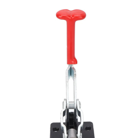 Heavy Duty Push Pull Toggle Clamp Delivering Knockout Grip And Quick Release Action, showing red handle and locking mechanism.