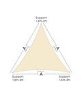 Triangle Sun Shade Sail Canopy 12x12x12 Ft 95 Percent UV Block Outdoor Shade Cover with support dimensions diagram
