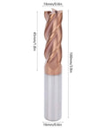 Hard Hitting Tungsten Steel 3 Flute End Mill With 16mm Shank And 16mm Cutting Diameter 100mm Total Length For CNC Machines