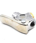 VL700 Two Way Lever Valve With One Quarter Inch NPT Female Inlets And Outlets For Pneumatics, chrome-plated body, side view