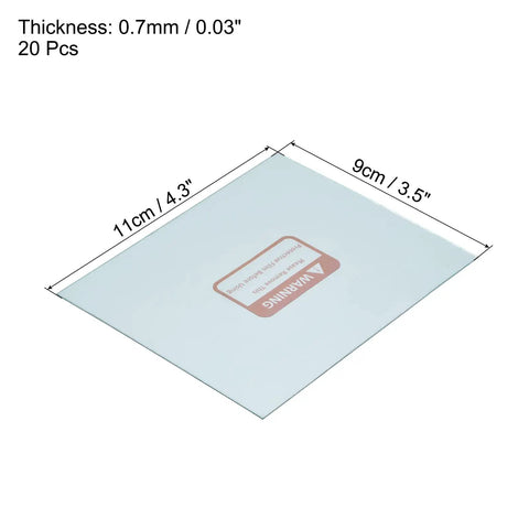 Clear Welding Protection Lenses 4.3 X 3.5 Inch, 20 Pack Right Angle Replacement Shields, ultra clear plastic with warning label