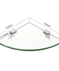 No-Drill Corner Shower Shelf Kit, 9.5 X 9.5 Inch Tempered Glass Shelf with Aluminum F Design Brackets