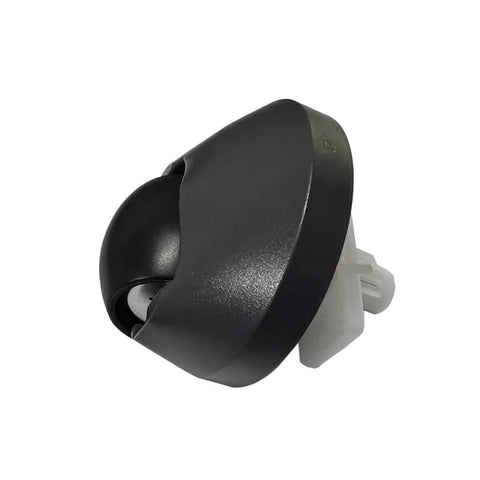 Omni-directional caster wheel for Roborock, close-up side view, gray wheel with white plastic mount.