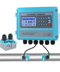 Clamp-On Ultrasonic Flow Meter For Pipes DN15-100mm, Wall-Mounted Digital Liquid Flowmeter With Small Transducer, installed on pipe
