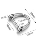 Close-up of silver D shape key ring shackle, 23x24mm, Six Pieces D Shape Key Ring Shackles With Screw Shackle In Black Silver Gold.