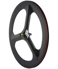 70mm Tri Spoke Carbon Wheel For Road Bike 700C Clincher Rear Wheel With Toray T700 Rim And Shimano 8 9 10 11 Speed Cassette Body V Brake Compatible Ready To Roll, side view.