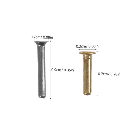 Heavy Duty Umbrella Skeleton Rivets With Willow Nails For Quick Shutter And Frame Repair showing silver and gold rivets sizes for easy DIY kits.