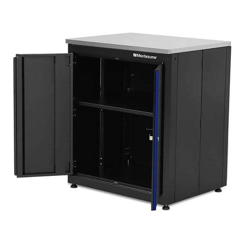 Heavy Duty Garage Tool Storage System With Locking Two Door Cabinet, Magnetic Latches, And Stainless Steel Worktop, 30.5 By 24 Inch Workshop Bench Built For Home Or Pro Garages