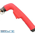 S45 Air Plasma Cutter Torch Body Head for Air Cooled Systems, red ergonomic grip, metal construction, drop-in replacement