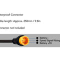 Thumb Throttle for E Bikes and Scooters ABS Seven Eighths Inch 22mm Speed Control With Quick Release Anti Slip Handlebar Grip Easy Install Durable E Bike Parts for a Smooth Ride back view showing waterproof 3-pin connector illustration
