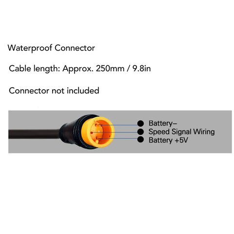 Thumb Throttle for E Bikes and Scooters ABS Seven Eighths Inch 22mm Speed Control With Quick Release Anti Slip Handlebar Grip Easy Install Durable E Bike Parts for a Smooth Ride back view showing waterproof 3-pin connector illustration