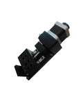 Smooth As Silk Motorized Linear Translation Stage With Precision Stepper Motor And Flexible Coupling Transmission For Ultra Quiet Operation and Knockout Accuracy In Heavy Duty Lab Rig, angled view.