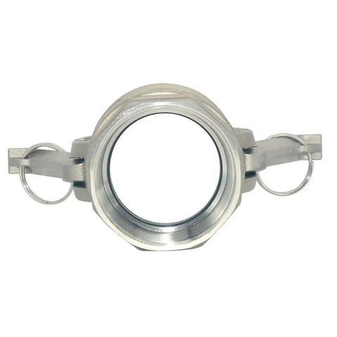 2 Inch Type D Trash Pump Adapter Female Camlock For Cam And Groove Hose Fittings Stainless Steel 316 Heavy Duty Suction Connection For Vacuum Trucks And Water Transfer, front view