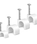 Heavy Duty Cable Wire Clips Pack Of 200 For 4mm To 10mm Cables Easy Nail Mount Round Plastic Clips For RG6 RG59 CAT5
