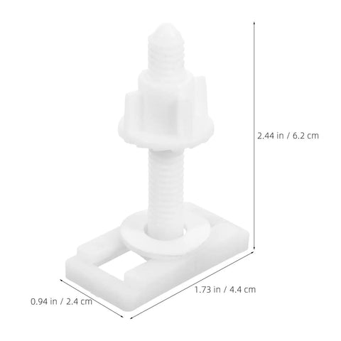 10 Piece Toilet Seat Bolt Kit With Plastic Screws Nuts And Washers For Universal Toilet Lid Fit, Durable ABS part with dimensions
