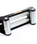10 Inch 9500 To 12000 Lbs 4 Way Roller Steel Fairlead For UTV ATV Winch Accessory, Heavy Duty Powder Coated Bracket, 254mm Hole Spacing, Galvanized Hardware, CE Certified. Black steel winch fairlead with silver rollers