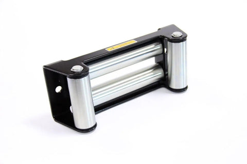 10 Inch 9500 To 12000 Lbs 4 Way Roller Steel Fairlead For UTV ATV Winch Accessory, Heavy Duty Powder Coated Bracket, 254mm Hole Spacing, Galvanized Hardware, CE Certified. Black steel winch fairlead with silver rollers