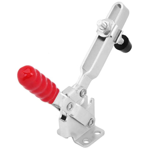Toggle Clamp Quick Release Jig Clamp For Woodworking And Assembly - silver finish with red handle, mounted view