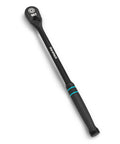 Work Horse 3/8 Inch Drive Ratchet Wrench With Extra Long Handle And 90 Tooth Gearing showing black finish and grip handle.