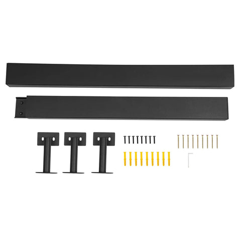 Kick Ass Heavy Duty Wall Mount Handrail In Matte Black Stainless Steel components with brackets and screws for installation.
