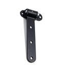 Badass Heavy Duty Gate Hinges Set, 13 Inch Rust Proof Stainless Steel, 900 Lb Load Capacity, close-up view of heavy-duty black gate hinge.
