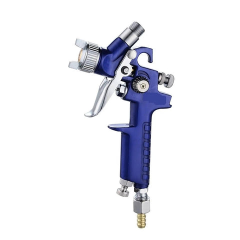 Mini Air Paint Sprayer With Slick 0.8 And 1.0mm Tips for smooth finishes, featuring adjustable trigger and vibrant blue handle.