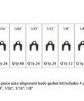 Rig Ready Auto Alignment Body Shims And Camber Tuning Kit With Sturdy Storage Case 144 Pieces sizes 1/16, 1/64, 1/32, 1/8 inch shown