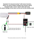 Diagram of a 10-channel receiver with return function and battery voltage return for remote control systems.