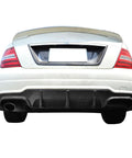 Rear view of Mercedes C-Class with Rear Bumper Diffuser For 2012 2014 Mercedes C Class C204 W204 Unpainted Black ABS Plastic Splitter Valance
