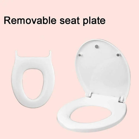 Heavy Duty Universal Toilet Seat And Lid With Drop Dead Smooth Soft Close Drop Down And Quick Release Hinges for easy cleaning, showing removable seat plate.
