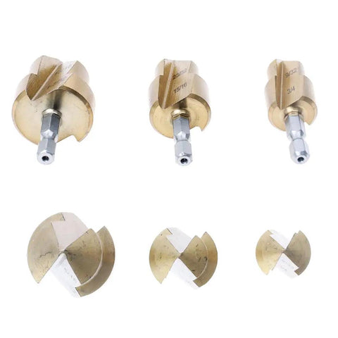 Three Pack PPR Lifting Stepped Drill Bits For Water Pipe Repair And Deburring, Titanium Coated High Carbon Steel, Quick Change