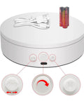 Motorized 360 Degree Spinning Turntable With Adjustable Speed And Direction Type C Powered Rotating Display Stand in White with Controls